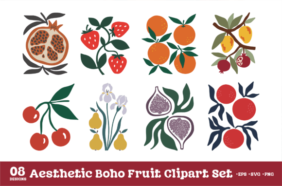 Aesthetic Boho Fruit Clipart Set Review