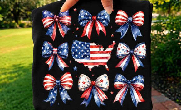 America Flag Map Ribon Bow T-Shirt Png Review
