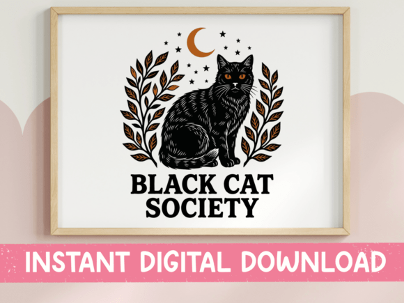 Black Cat Society Badge White SVG Review