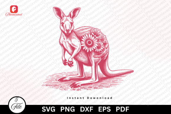 Floral Hand Drawn Kangaroo SVG PNG Review