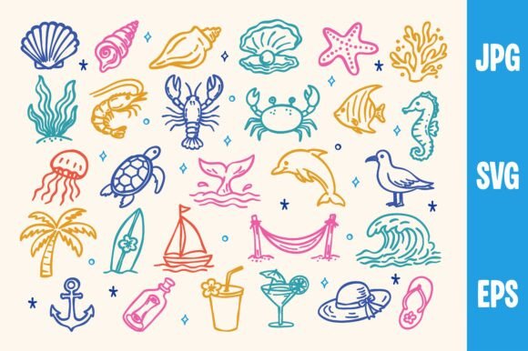Hand Drawn Summer Beach Nautical Element Review