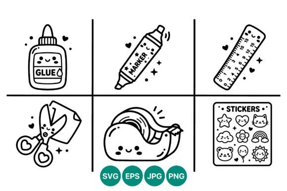 Kawaii School Supplies Cute Vector Art Review