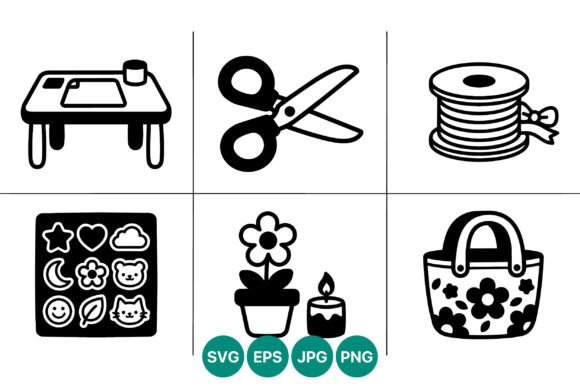 Review: Crafting Tools Line Art Black and White